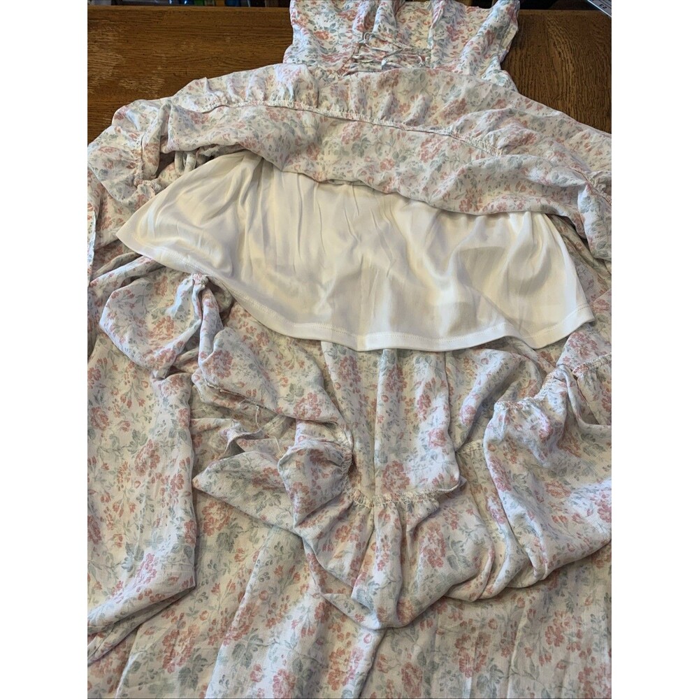 Floral Maxi Laceup Corset Dress Cottagecore Milkmaid Audrey Parks Small Pink - Picture 8 of 14